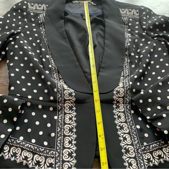 White House Black Market WHBM Black Polka Dot Silk Blazer Jacket - Picture 4 of 10